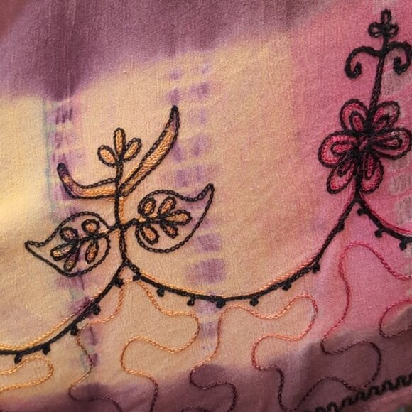 India Boutique Tie Dye Rayon Dress Umbrella Cover Up Embroidered Sleeveless O/S - Picture 11 of 16